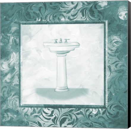 Framed Calm Teal Vintage Sink Print