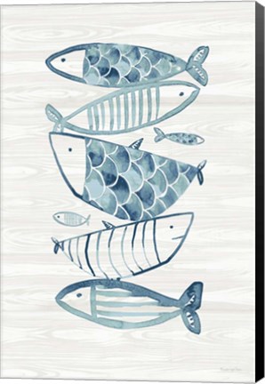 Framed Driftwood Blue Fish II Print