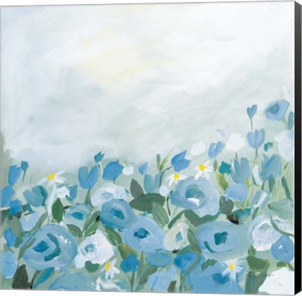 Framed Blooming Landscape Blue Print