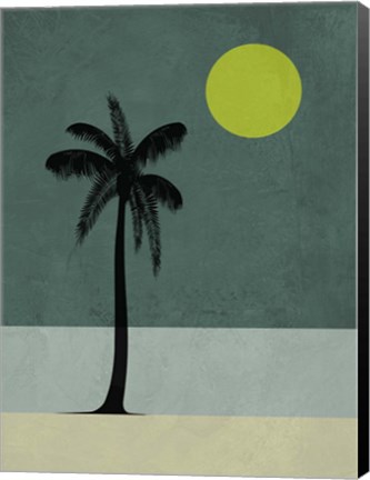 Framed Palm Tree and Yellow Moon Print