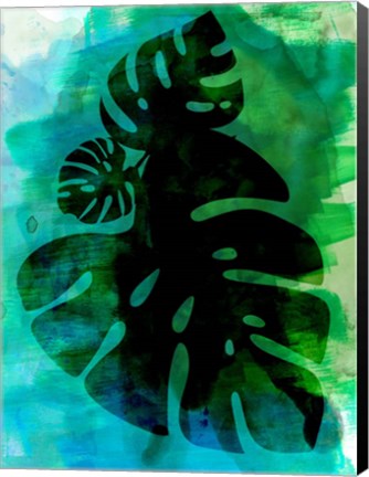 Framed Tropical Monstera Leaves Watercolor Print