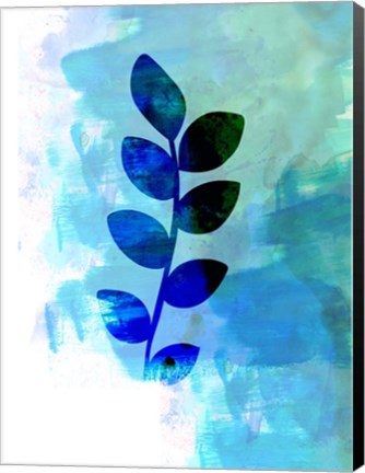 Framed Tropical Blue Leaf Watercolor Print