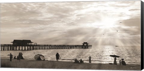 Framed Sunset at Naples Pier Print