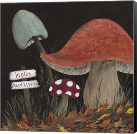 Framed Hello Autumn Mushrooms Print