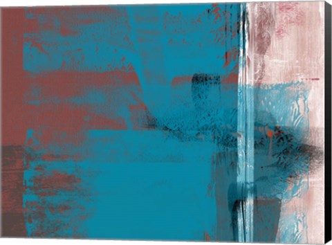 Framed Abstract Blue Brown and White Print