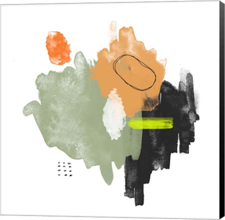 Framed Abstract Orange and Green Watercolor Print