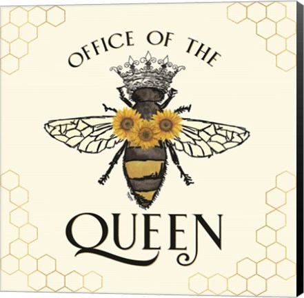 Framed Honey Bees &amp; Flowers Please IV-The Queen Print