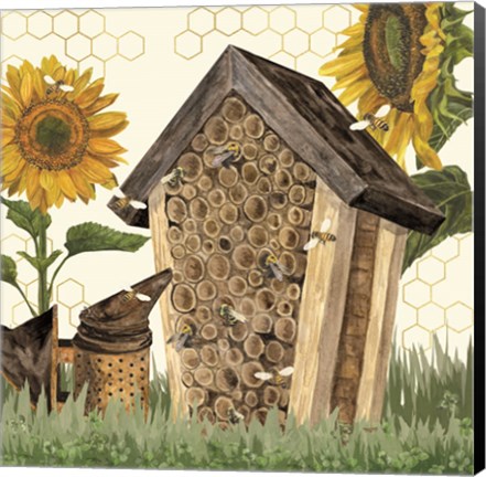 Framed Honey Bees &amp; Flowers Please X Print