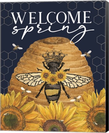 Framed Honey Bees &amp; Flowers Please portrait III-Welcome Spring Print