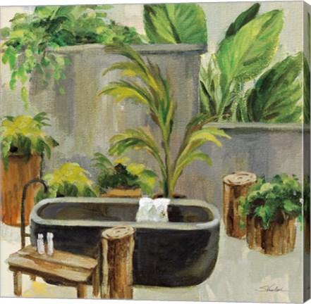 Framed Tropical Bath I Print