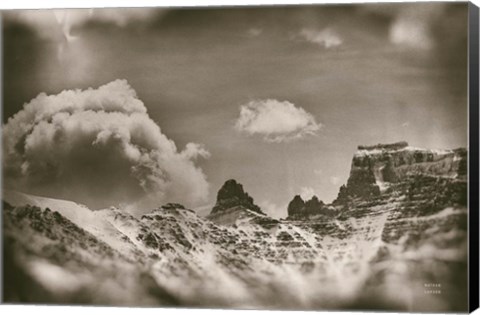 Framed Sepia Peaks Print