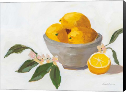 Framed Lemons in Grey Bowl Print