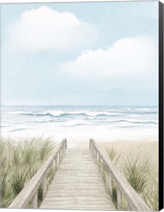 Framed Wooden Path To The Beach Print