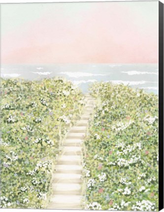 Framed Floral Path To The Beach Print