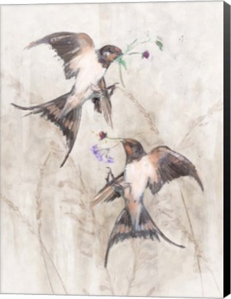 Framed Playful Swallows II Print