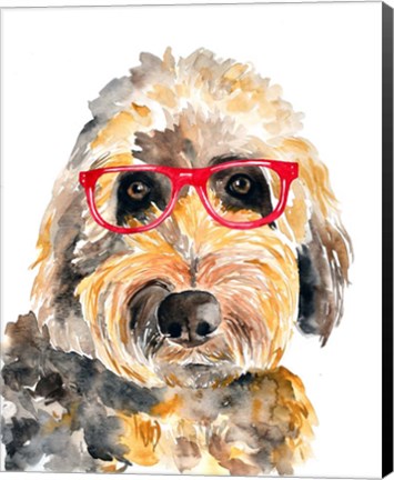 Framed Goldendoodle in Glasses Print