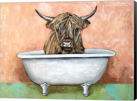 Framed Bathtime Highland Cow Print