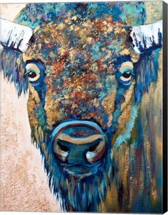 Framed Blue Bison Print