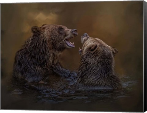 Framed Grizzlies at Play Print