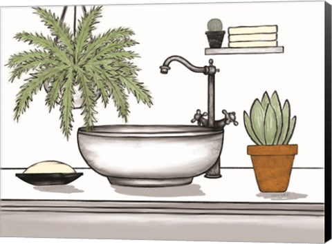 Framed Bathroom Plants II Print