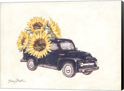 Framed Sunflower Farm Truck Print