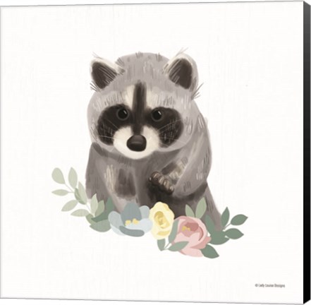 Framed Floral Raccoon Print