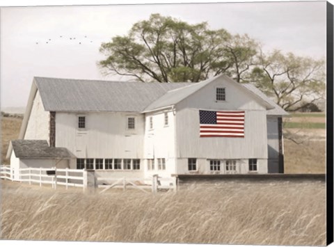 Framed USA Patriotic Barn Print