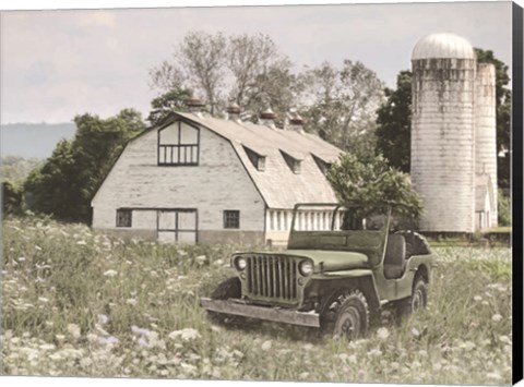 Framed Old Jeep at the Farm Print