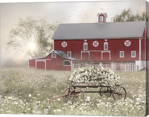 Framed Misty Meadow Barn Print
