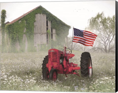 Framed Red Patriotic Tractor Print