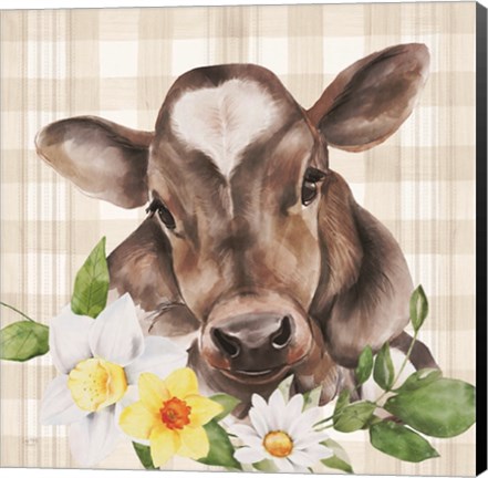 Framed Bessie with Flowers Print