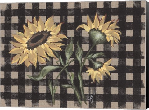 Framed Sunflowers Plaid II Print