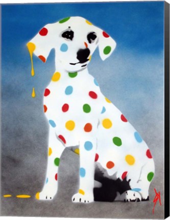 Framed Damien&#39;s Dotty Spotty Dawg - Blue Print