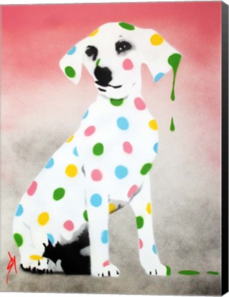 Framed Damien&#39;s Dotty Spotty Dawg - Pink Print