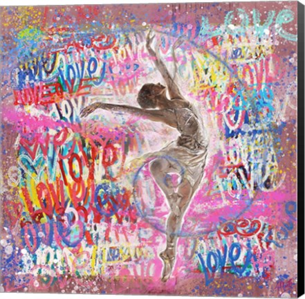 Framed Graffiti Ballerina 2 Print