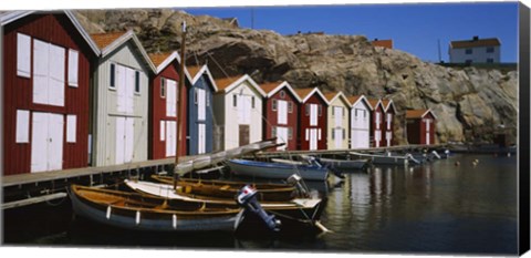Framed Boats moored at the dock, Sweden Print
