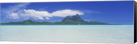 Framed Boat In The Ocean, Bora Bora, French Polynesia Print