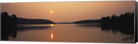 Framed Reflection of sun in a lake, Lake Chatuge, North Carolina Print