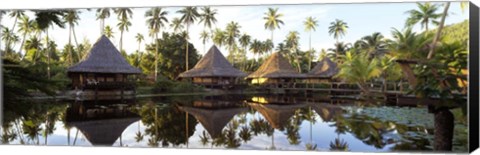 Framed Overwater bungalows in a resort, Bali Hai Hotel,Tahiti Print