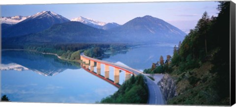 Framed Bridge over Lake Sylverstein Bavaria Germany Print