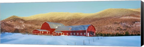 Framed Barn in snow covered field, Vermont Print