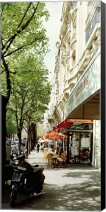 Framed Motor scooter parked on the street, Paris, France Print