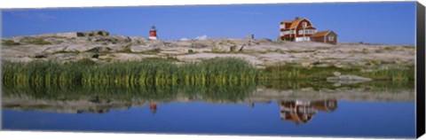 Framed Reflection Of A Lighthouse, Sweden Print