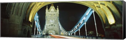 Framed Bridge lit up at night, Tower Bridge, London Print