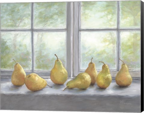 Framed Pears on a Window Sill Print