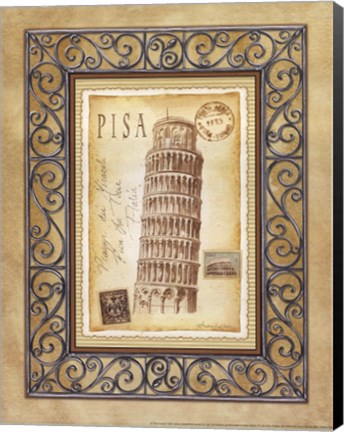 Framed Pisa Postcard Print
