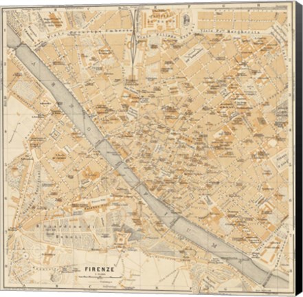 Framed Mapa Di Firenze, 1896 Print