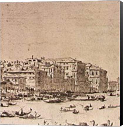 Framed Grand Canal Beyond Rialto Print