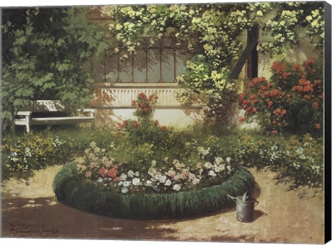 Framed Sunlit Flower Garden Print