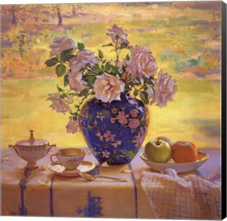 Framed White Roses Print